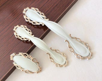 2.50'' 3.75"Dresser Pulls Cream White Drawer Pulls Handles Gold Knobs Cabinet Handles Door Shabby Chic Decorative Pulls 64mm 96mm