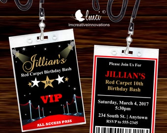 Red Carpet VIP Invitation Pass, VIP Badge