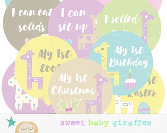 Baby Stickers, Baby shower, Milestone Sticker, Baby Month Stickers, Baby planner, Baby Shower Gift, Baby Clipart, Month, IINSTANT DOWNLOAD