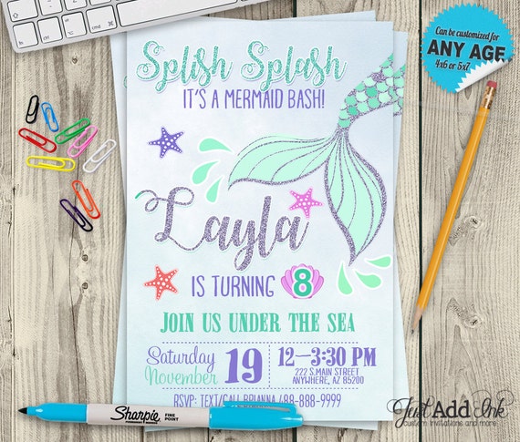 Mermaid Invitations Free Printable 5