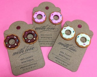 Donut Earrings - Chocolate - Strawberry - Maple/Vanilla