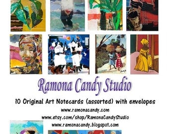 African American, African, Caribbean Art Notecards from original collages and paintings by Ramona Candy