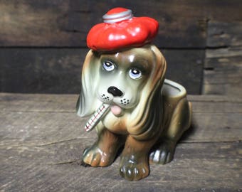 Vintage Enesco Head Vase Sick Puppy, Ceramic Get Well Planter