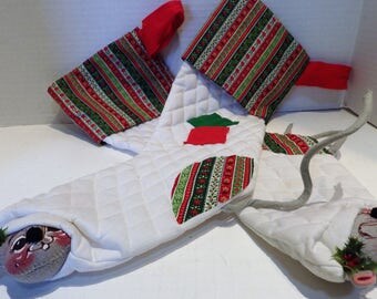 1969 Two Vintage 1969 Annalee Mouse Christmas Stocking Mobilitee Dolls Quilted