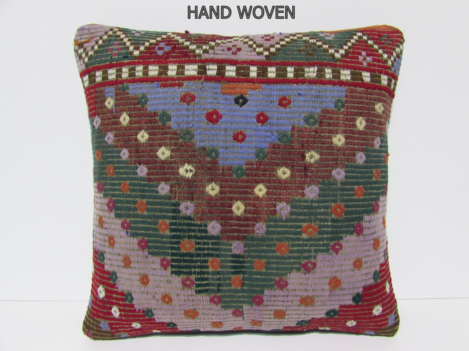 20x20 HAND WOVEN floor pillow cover red kilim pillow case red