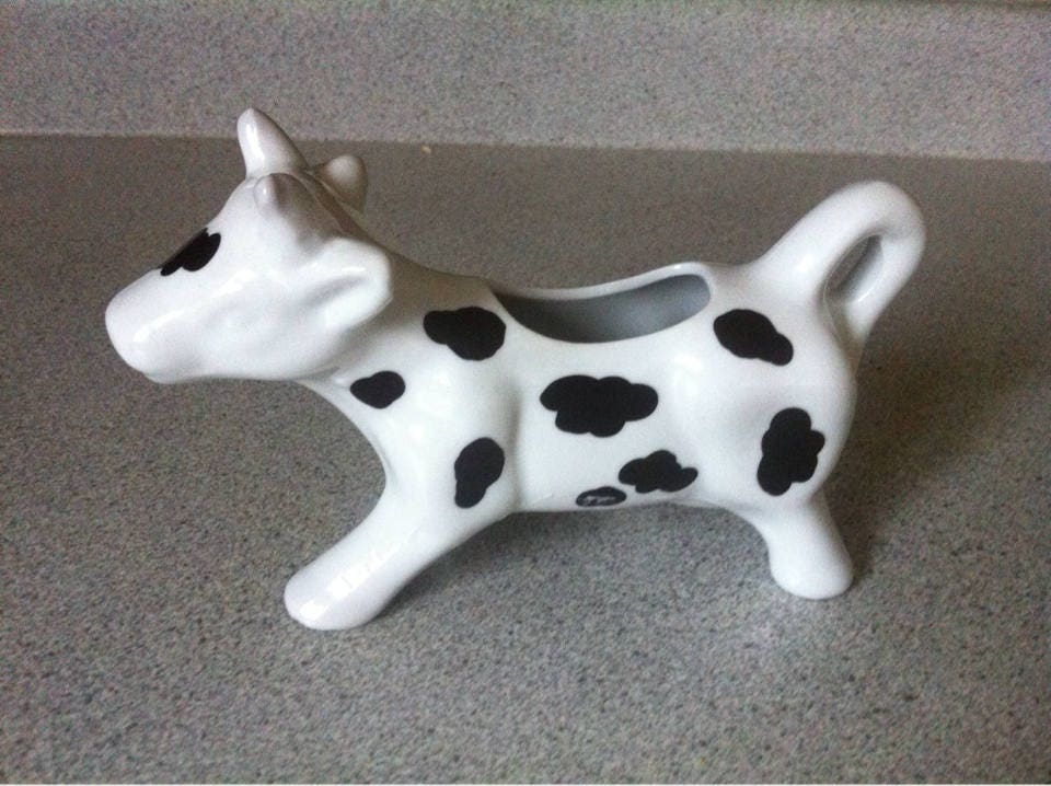 Cow Creamer / Porcelain White and Black Cow Creamer Pier 1