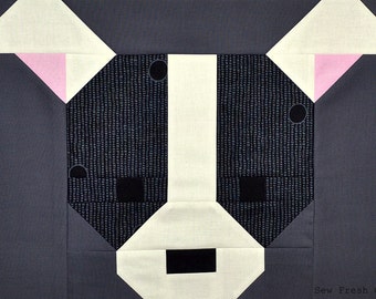 Dog Quilt BLOCK Pattern, PDF, Instant Download, modern patchwork, pet, animal, cute, puppy
