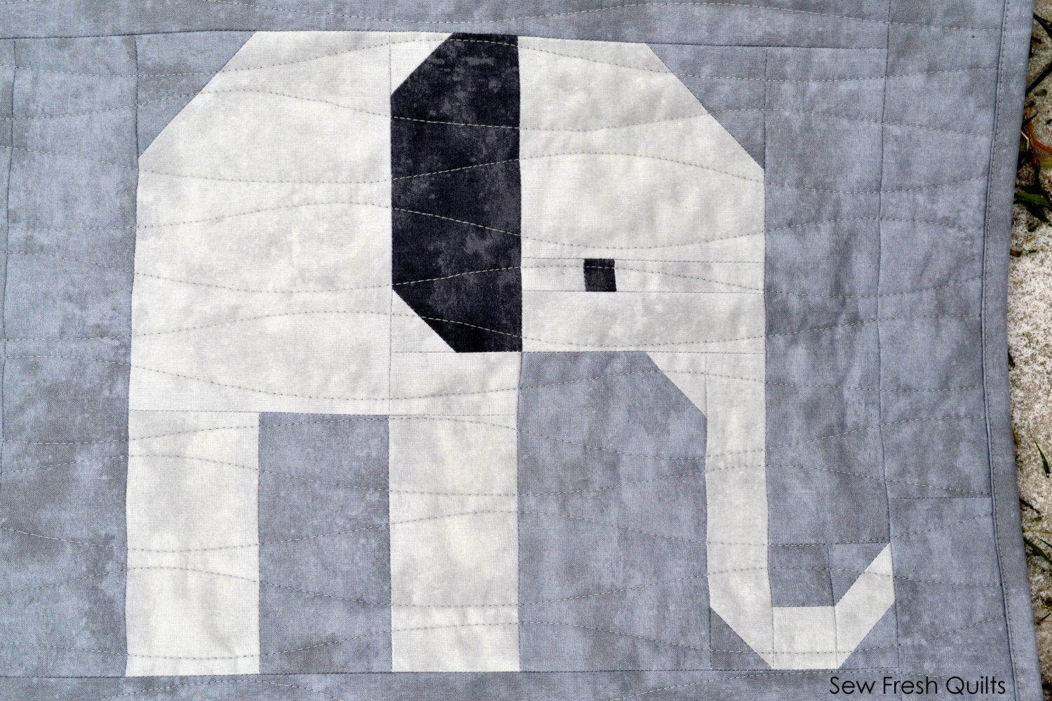 Elephant Quilt Block Pattern PDF Instant Download Modern