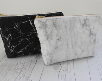 Marble Makeup Bag | Marble Clutch | Marble Toiletry Bag | White Marble | Black Marble| Bridesmaid Gift | Marble Gift |Personalized Bag
