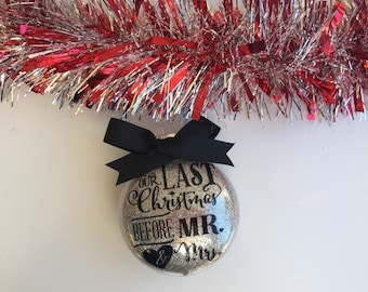 Personalized Engagement Ornament, Engagement Christmas Ornament, Engagement Gift, Glitter Ornament, Just Engaged Gift, Personalized Ornament