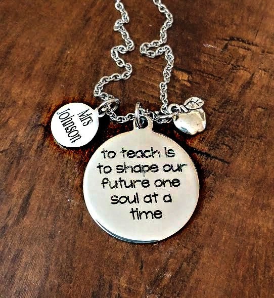 Custom Personalized Engraved Teacher Necklace Teacher Gift