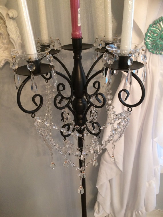 Tall black 5 candle floor candelabra farmhouse wedding