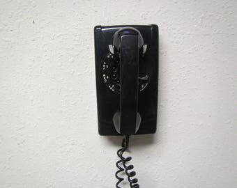 Western Electric Bell Systems Black Wall Phone, Rotary Phone, Wall phone , Telephone, Phone , Land Line phone, 1960s or 70s phone