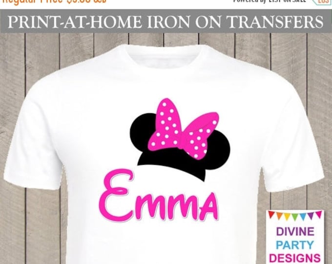 SALE Personalized Print at Home Hot Pink Girl Mouse Ears Printable Iron on Transfer / Includes Name / Family / Trip / Birthday / Item #2485