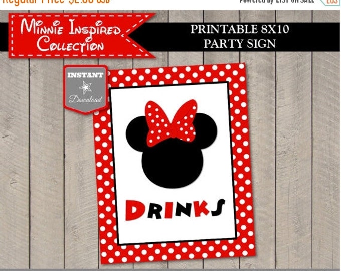 SALE INSTANT DOWNLOAD Red Girl Mouse Printable 8x10 Drinks Party Sign / Red Girl Mouse Collection / Item #1940