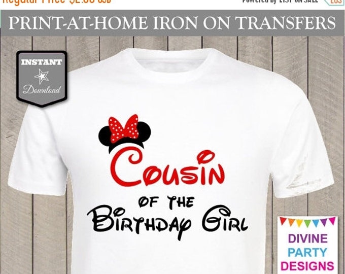 SALE INSTANT DOWNLOAD Print at Home Red Girl Mouse Cousin of the Birthday Girl Iron On Transfer / Printable / T-shirt / Family / Item #2416