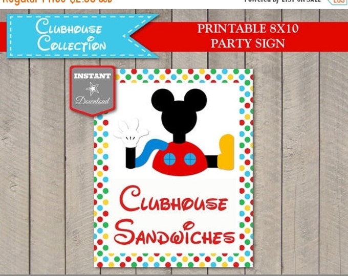 SALE INSTANT DOWNLOAD Mouse 8x10 Clubhouse Sandwiches Printable Party Sign / Clubhouse Collection / Item #1667