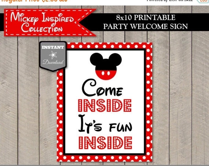 SALE INSTANT DOWNLOAD Mouse 8x10 Come Inside, It's Fun Inside Printable Party Welcome Sign /Classic Mickey Collection / Item #1564