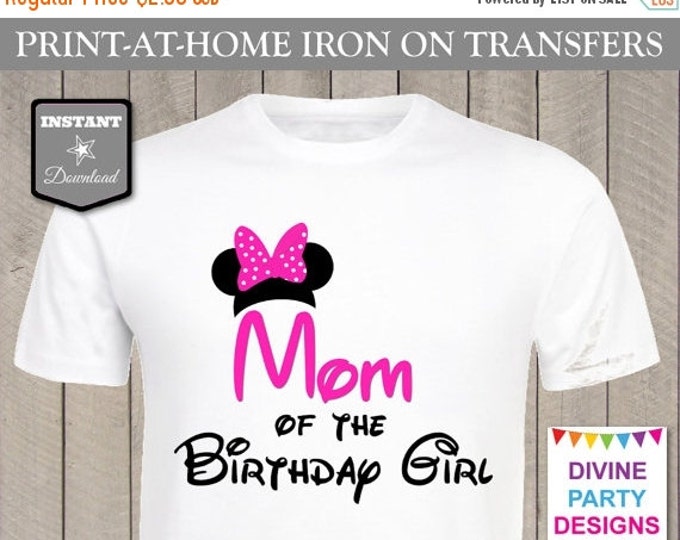 SALE INSTANT DOWNLOAD Print at Home Hot Pink Mouse Mom of the Birthday Girl Printable Iron On Transfer / T-shirt / Family / Trip / Item #235