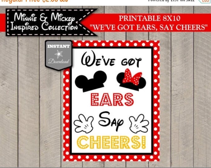 SALE INSTANT DOWNLOAD Girl and Boy Mouse Printable 8x10 We've Got Ears, Say Cheers Party Sign / Girl & Boy Mouse Collection / Item #2103