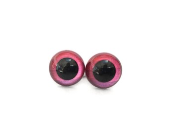 12mm, 15mm, 18mm Safety Eyes for Stuffed Animals, Amigurumi, and Dolls - Fuchsia Pink to Purple Omber Pearlescent Craft Eyes