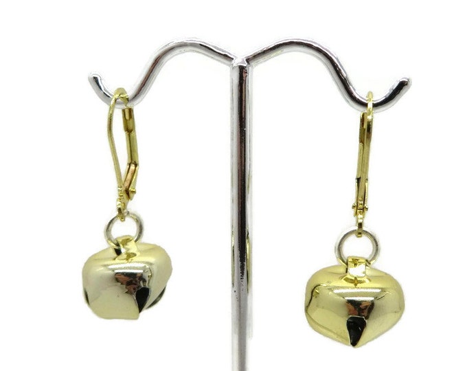 Vintage Earrings - Gold Tone Ornament Earrings, Christmas Earrings, Dangling Ball Pierced Earrings