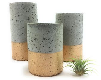 Concrete Succulent Planters/Air Plant Planters. (set of 3) Gold. FREE SHIPPING! Ready To Ship!