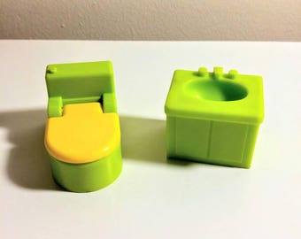 1969 Fisher Price Little People sink toilet for Fisher Price Play Family house