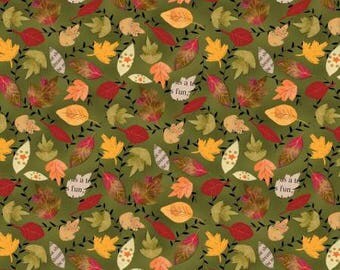 Fall leaves fabric, fall fabric, fall quilt fabric, Autumn Road fabric