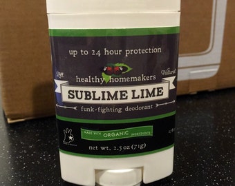 Natural Lime Deodorant Stick - Aluminum-Free Organic Aluminum Free Deodorant - Crunchy Coconut Oil Beeswax Deodorant Stick - Sweaty Betty