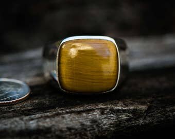 Tiger Eye Ring - Tigers Eye Size 11 Ring - Mens Ring - Tigers Eye Jewelry - Tigers Eye Silver Ring - Tigers Eye Unisex Ring - Tiger Eye
