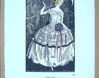 Vintage Fashion Illustration print, Vintage Wall decor French art print, Art Deco Print poster, Simeon, De Beer, Chloe, Gazette Du Bon Ton