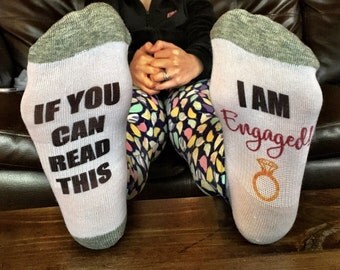 Engagement socks / custom socks / engagement gift / wedding socks / wedding gift / custom printed socks / engagement / if you can read this