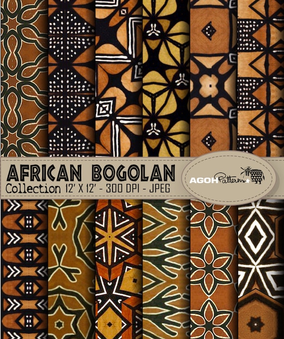 AFRICAN indigo Patterns pack of 12 - Africa - digital paper scrapbook ...