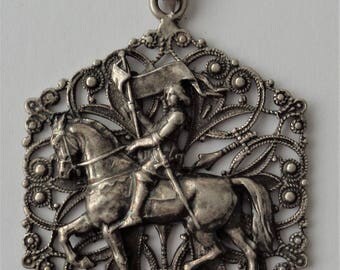 Rare Vintage Medal St. Joan Of Arc On Horseback