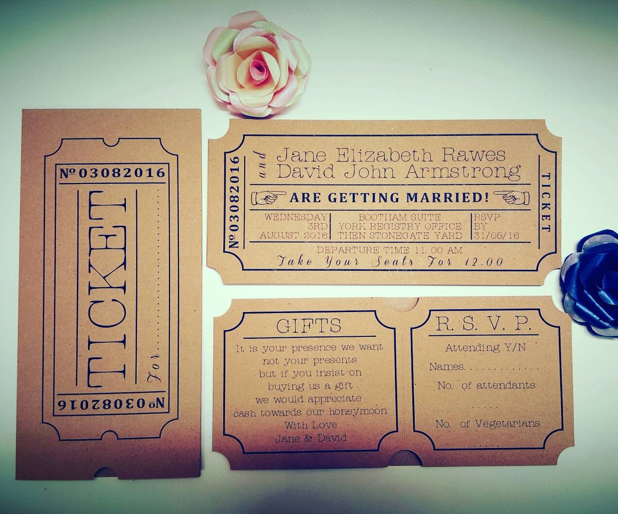Vintage Bus Ticket Wedding Invitations 8