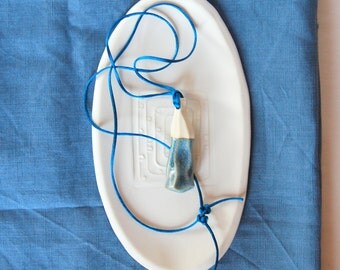 Clay necklace Blue necklace Denim necklace Ceramic jewelry Ceramic necklace One of a kind necklace Ceramic jewellery Blue jewelry handmade