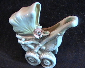 Vintage Capodimonte Baby Carriage, Porcelain Figurine, Made in Italy