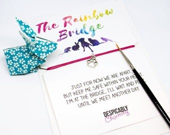 Rainbow Bridge Friendship Bracelet, Pet Sympathy Card, Pet memorial, Pet keepsake, Pet Death, Pet memory bracelet, Remembrance bracelet