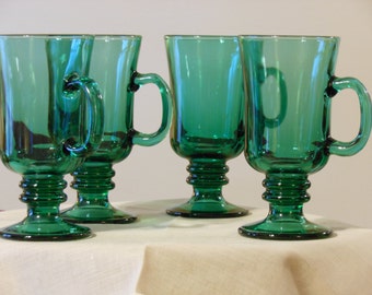 Libbey Green Irish Coffee Mugs
