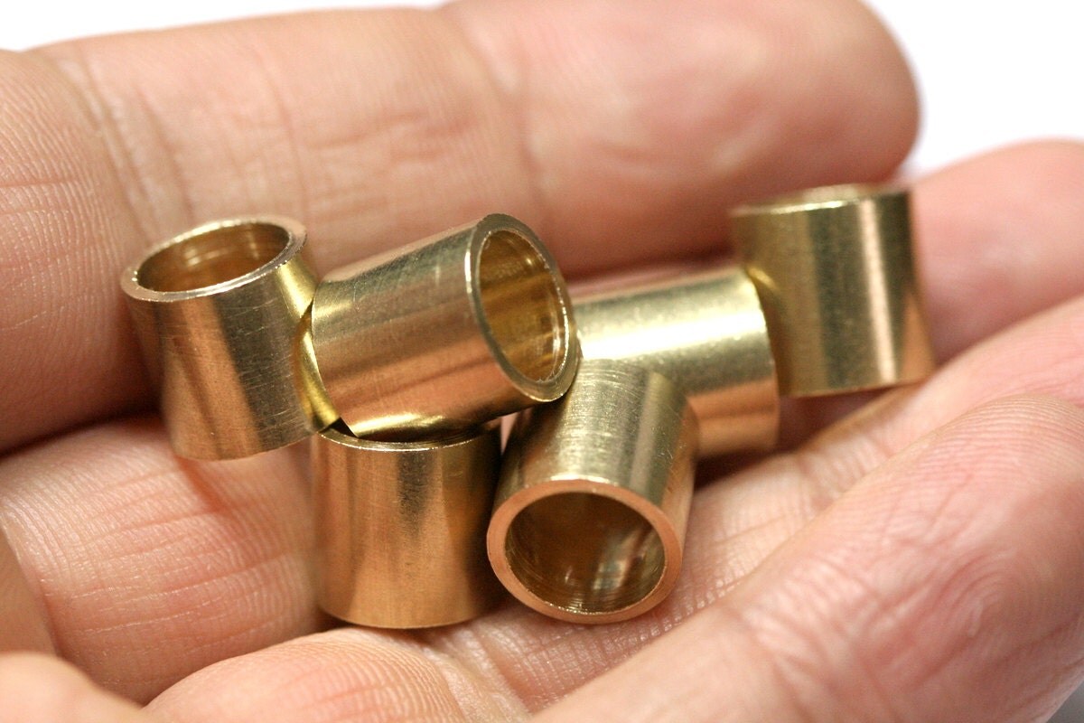 Raw brass Tube 20 pcs 10 x 10 mm hole 8 mm Raw Solid Brass