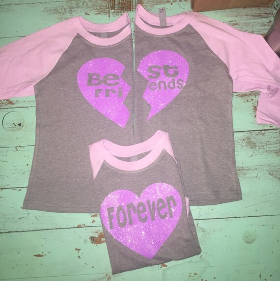 BFF shirts 3 best friend shirts heart shirts glitter