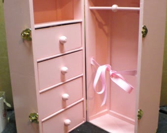 4-Drawer-Ribbon-2 Latches 18"Doll Trunk