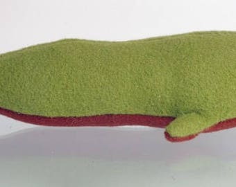 Squeeze sperm whale, felt sperm whale, stuffed sperm whale, felt animals, felt aquatic mammals