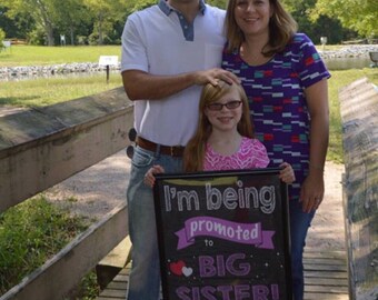 I'm Being Promoted to Big Sister Sign - Big Sister Pregnancy Announcement - Pregnancy Announcement - Big Sister - Pink - Digital File