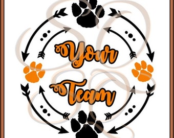 Arrow Monogram Circle SVG Letter Paw Print 2017 Dot Hair Bow Team Mom Cheer Football Orange Blue Sign Truck Country Boot Cricut Life Decal.