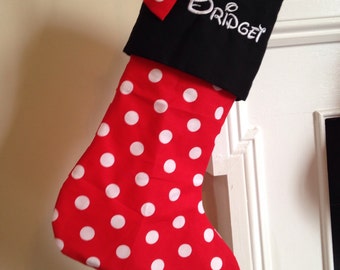 Red Minnie Mouse Disney Inspired Stocking