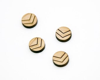 Laser Cut Wood Shape | Wooden Cabochons | Wood Earring Supplies | Mini Wood Earring Shapes | Circle Chevron Shape | 12x12mm | SHL013