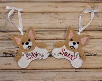 Chihuahua Hand Painted Wooden Ornament. Artist Made One of a Kind Chihuahua Dog Ornament by