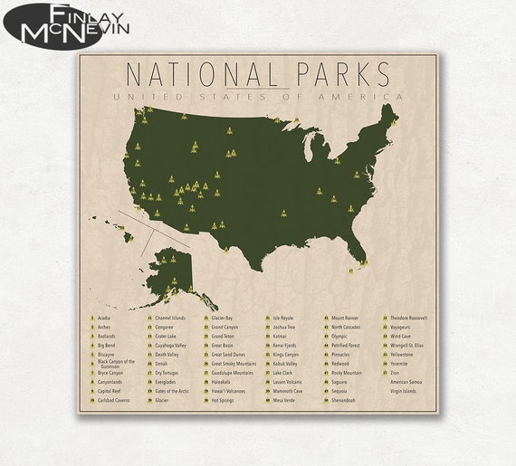 united states parks national park map fine art photographic